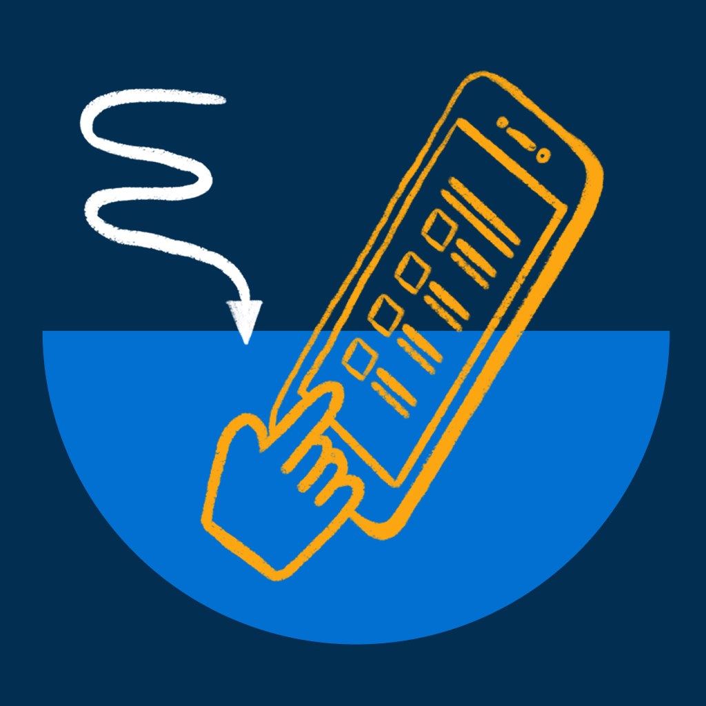 A hand using a smartphone to complete a loan checklist on a blue background